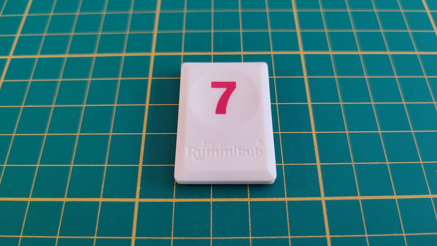 Tuile chiffre 7 sept rouge pièce détachée L'original Rummikub chiffres M&M Ventures 2014 #E31