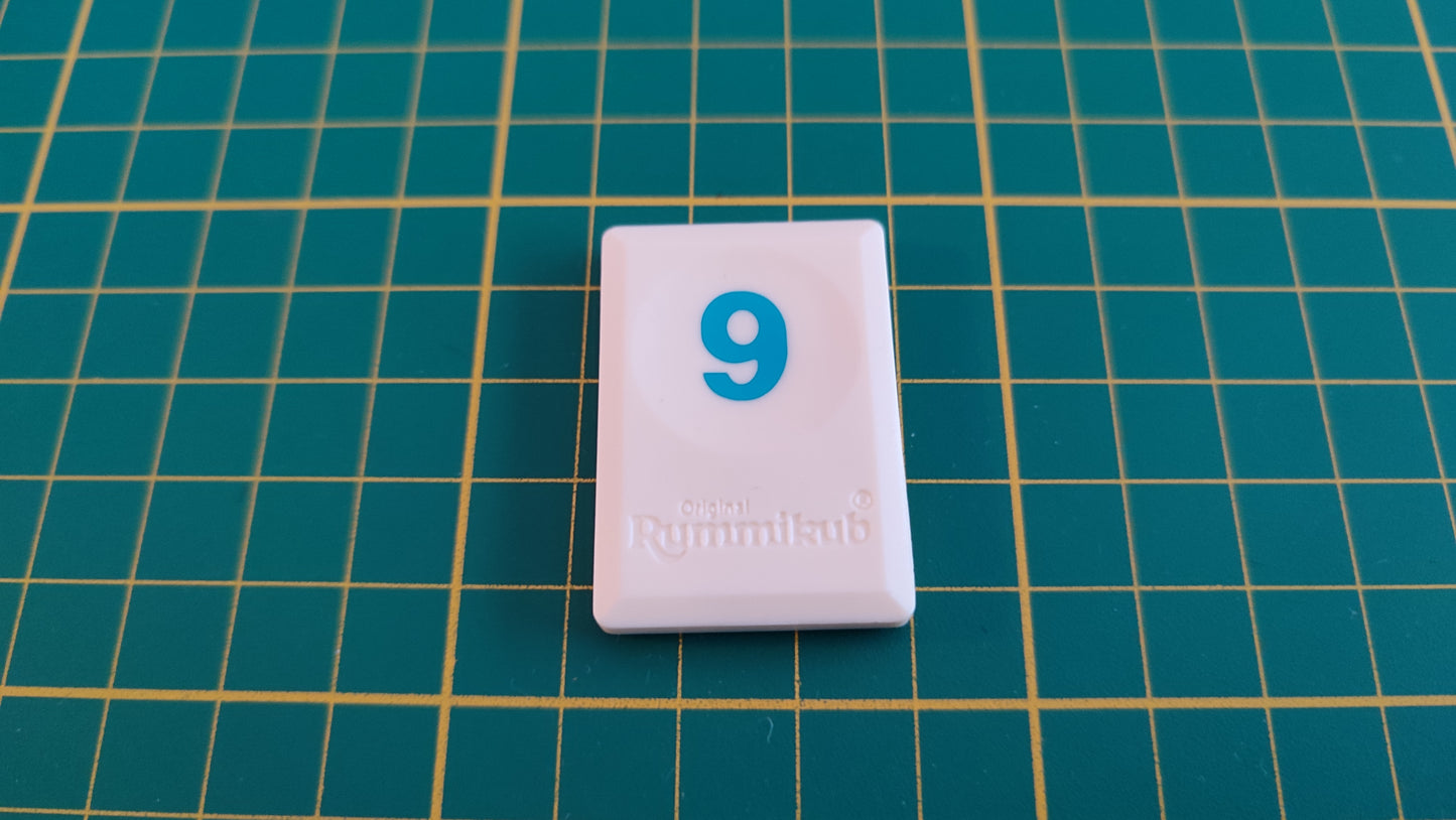 Tuile chiffre 9 neuf bleu pièce détachée L'original Rummikub chiffres M&M Ventures 2014 #E31