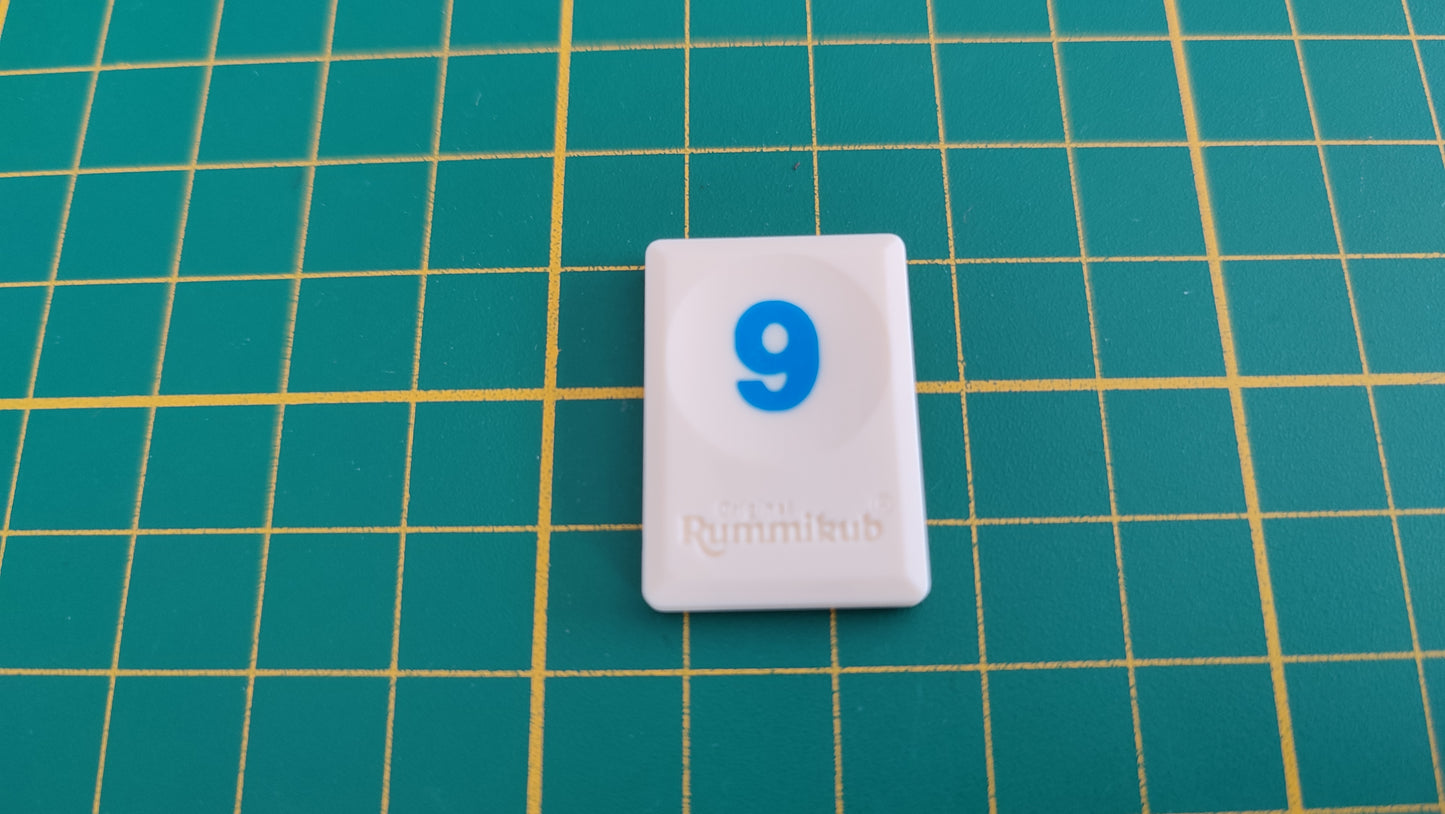 Tuile chiffre 9 neuf bleu pièce détachée jeu de société Rummikub Le rami des chiffres jeu de voyage Hasbro #C68