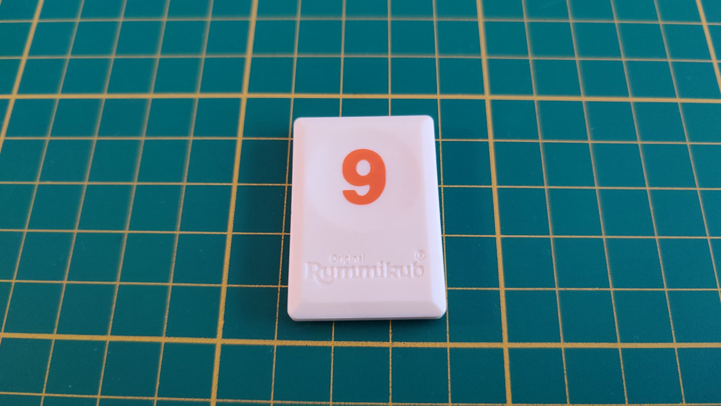 Tuile chiffre 9 neuf orange pièce détachée L'original Rummikub chiffres M&M Ventures 2014 #E31