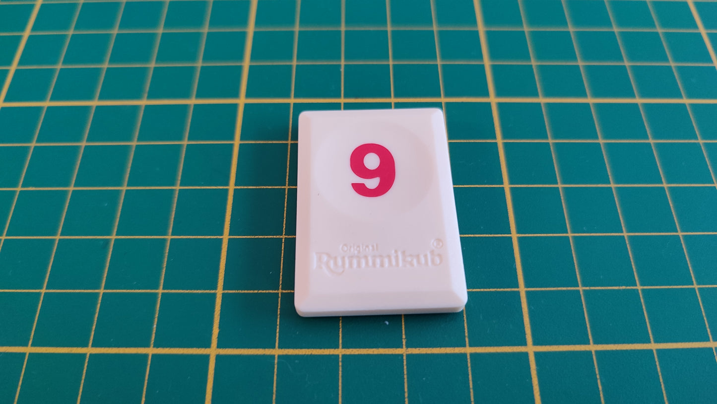 Tuile chiffre 9 neuf rouge pièce détachée L'original Rummikub chiffres M&M Ventures 2014 #C39