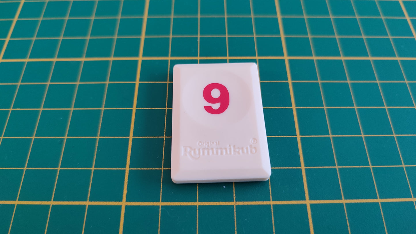 Tuile chiffre 9 neuf rouge pièce détachée L'original Rummikub chiffres M&M Ventures 2014 #E31