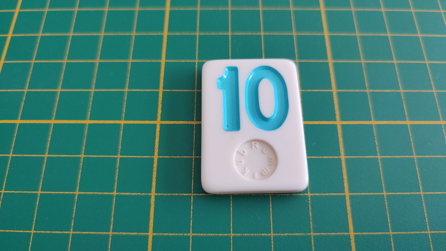 Tuile numéro 10 dix bleu pièce détachée jeu de société Rummikub Le rami des chiffres XXL #E60
