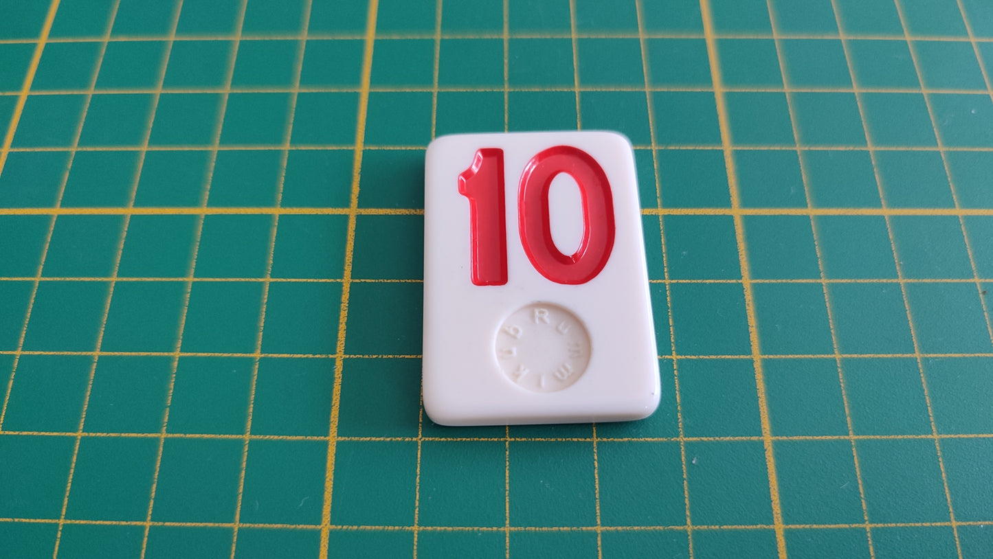 Tuile numéro 10 dix rouge pièce détachée jeu de société Rummikub Le rami des chiffres XXL #E60