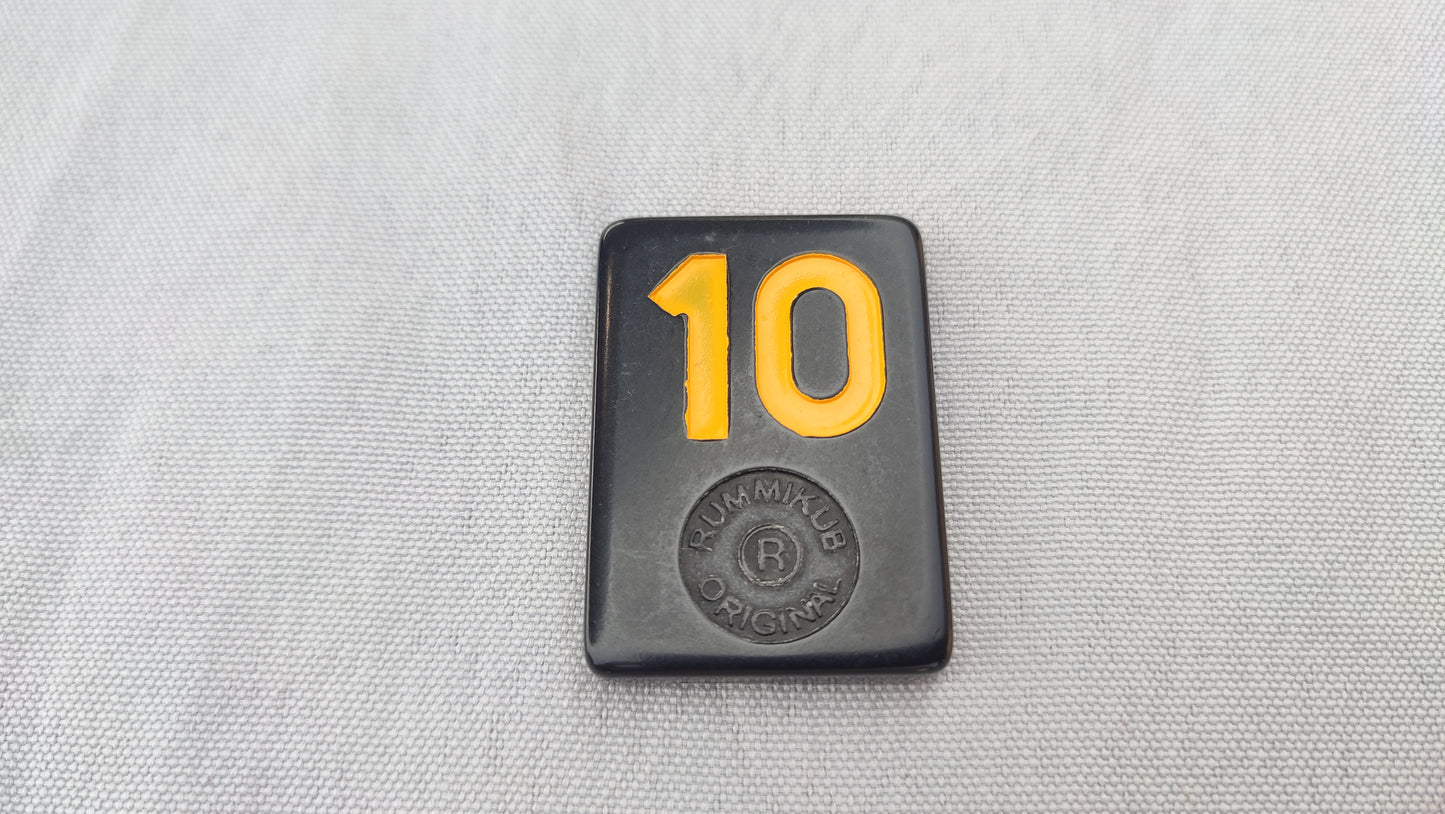 Tuile numéro 10 jaune orange Rummikub Black Edition Goliath Pièce détachée #E73