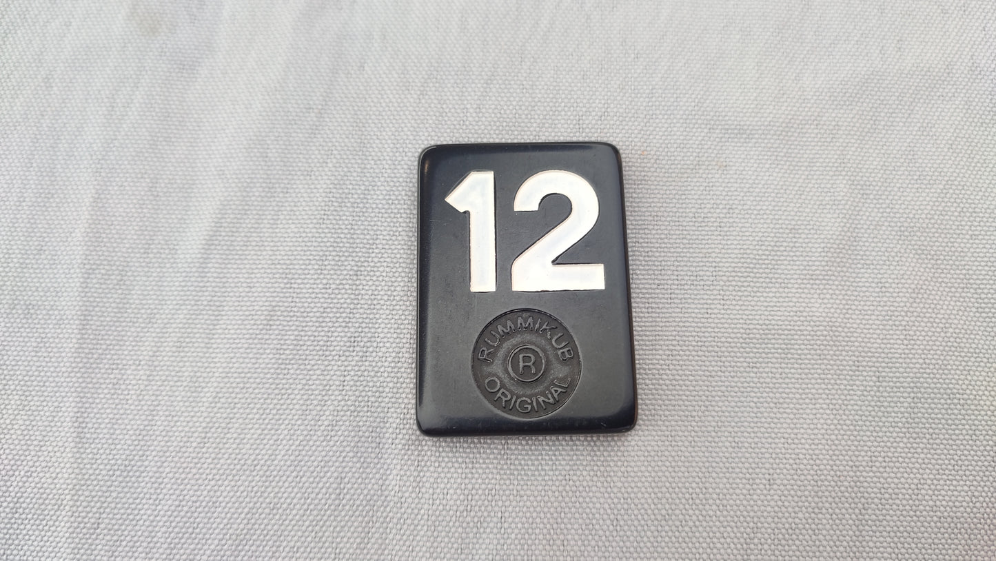 Tuile numéro 12 blanche Rummikub Black Edition Goliath Pièce détachée #E73