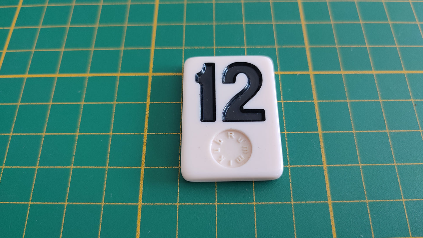 Tuile numéro 12 douze noir pièce détachée jeu de société Rummikub Le rami des chiffres XXL #E60