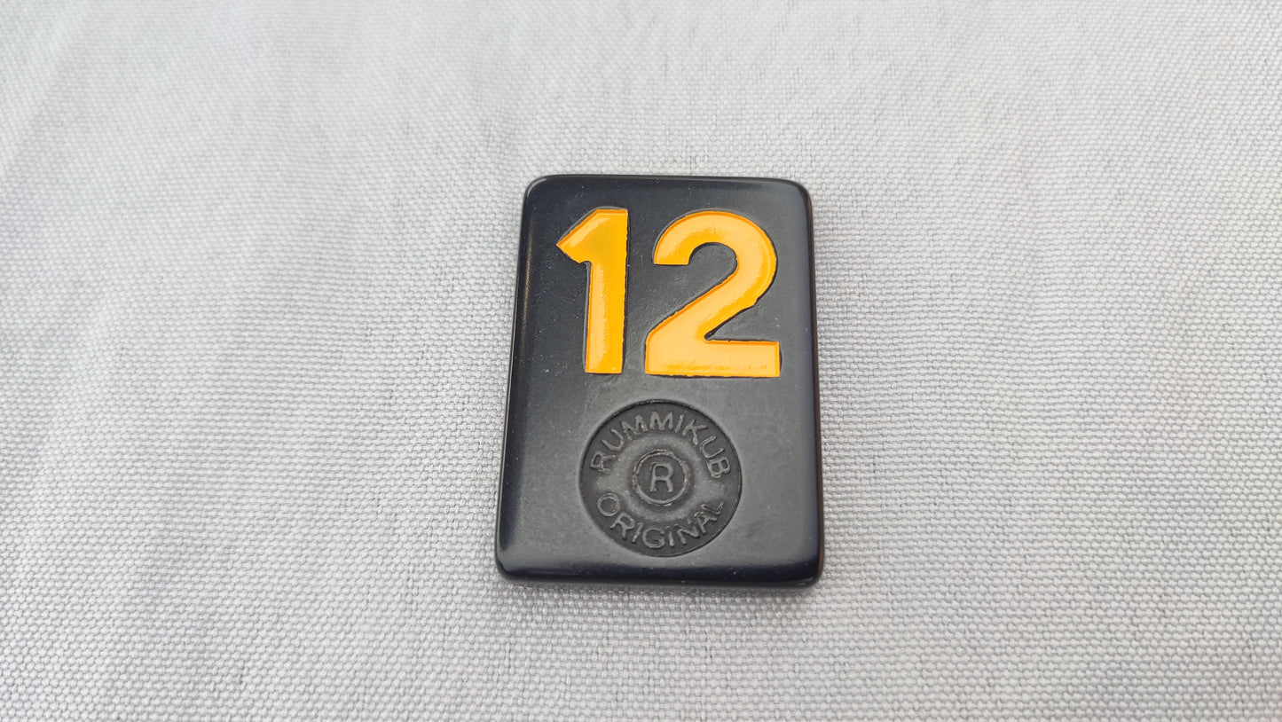 Tuile numéro 12 jaune orange Rummikub Black Edition Goliath Pièce détachée #E73