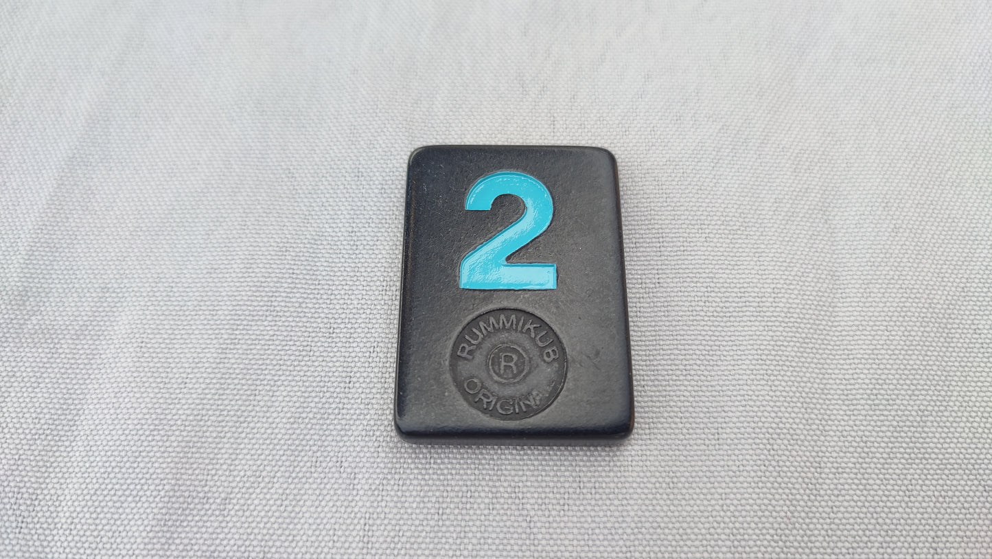 Tuile numéro 2 bleue Rummikub Black Edition Goliath Pièce détachée #E73