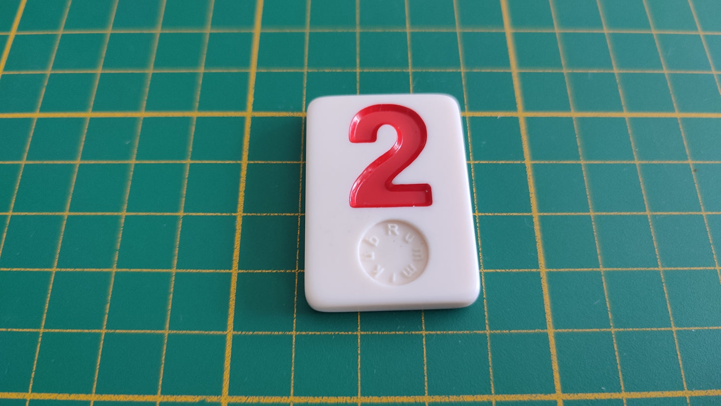 Tuile numéro 2 deux rouge pièce détachée jeu de société Rummikub Le rami des chiffres XXL #E60