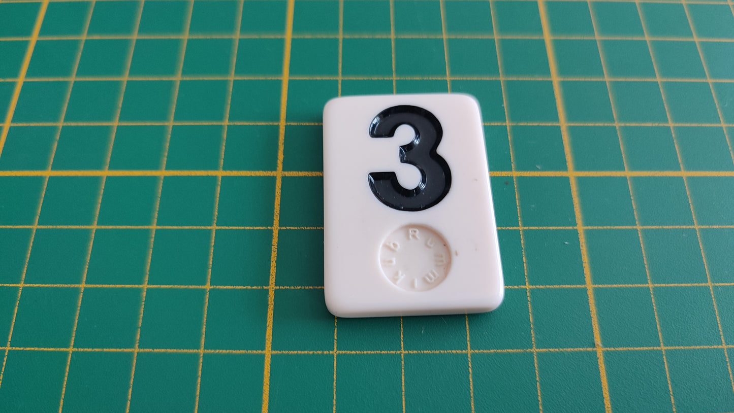 Tuile numéro 3 trois noir pièce détachée jeu de société Rummikub Le rami des chiffres XXL #E60