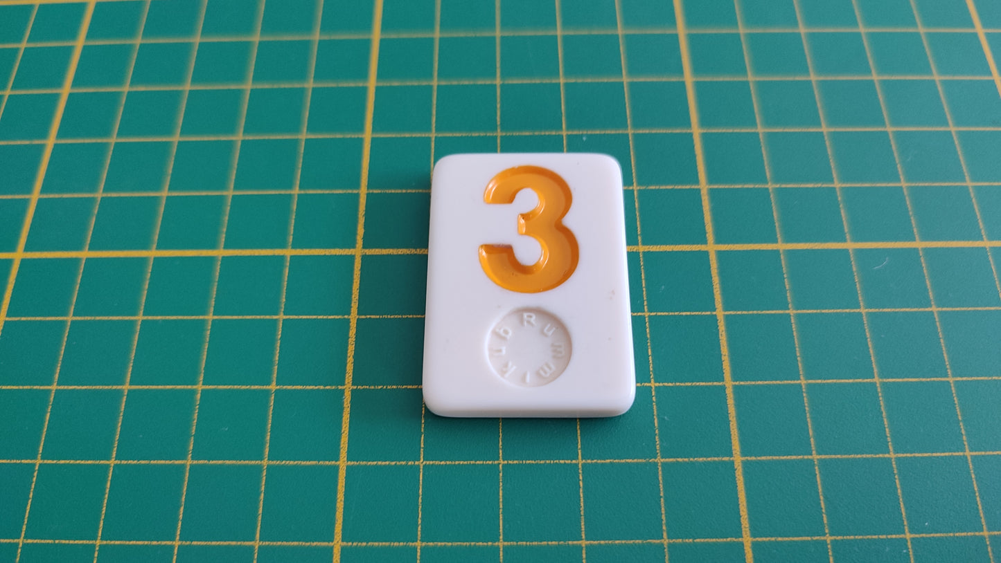 Tuile numéro 3 trois orange pièce détachée jeu de société Rummikub Le rami des chiffres XXL #E60