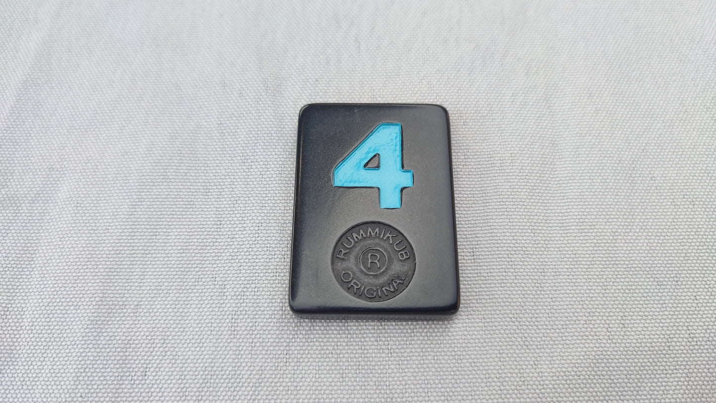 Tuile numéro 4 bleue Rummikub Black Edition Goliath Pièce détachée #E73