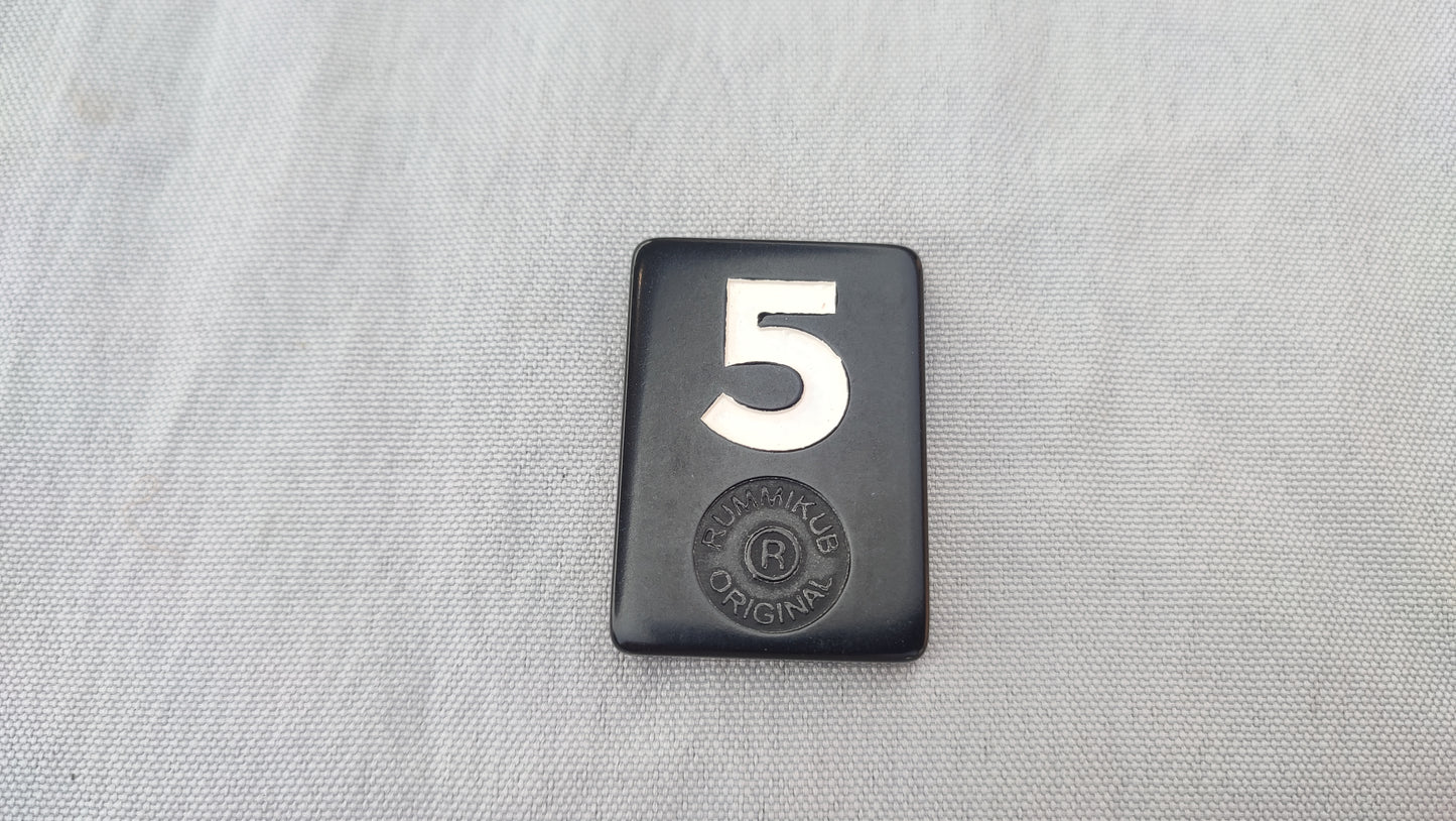 Tuile numéro 5 blanche Rummikub Black Edition Goliath Pièce détachée #E73
