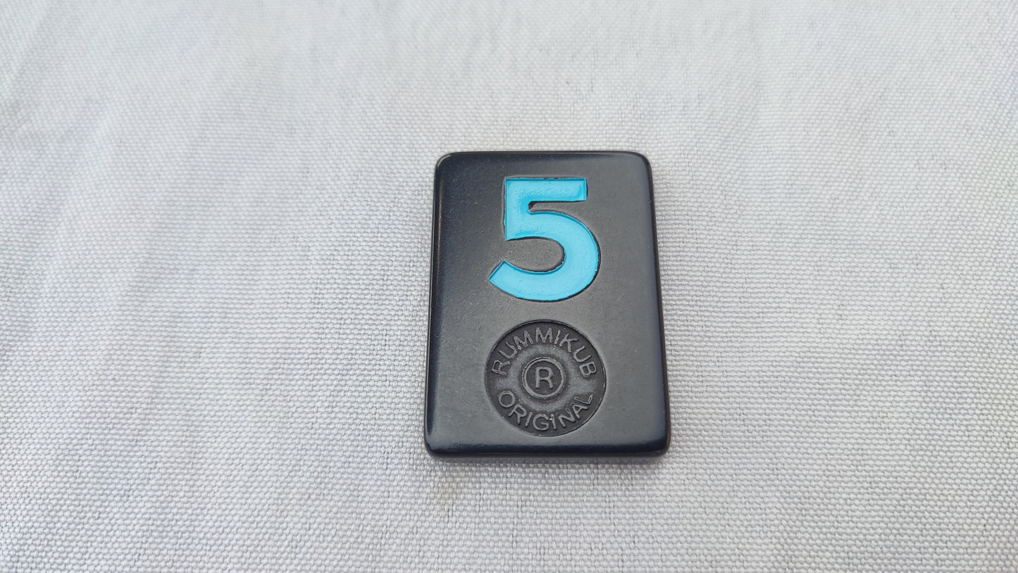 Tuile numéro 5 bleue Rummikub Black Edition Goliath Pièce détachée #E73