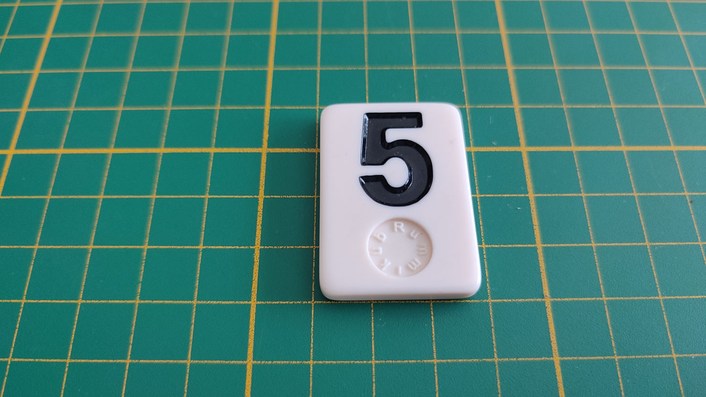 Tuile numéro 5 cinq noir pièce détachée jeu de société Rummikub Le rami des chiffres XXL #E60