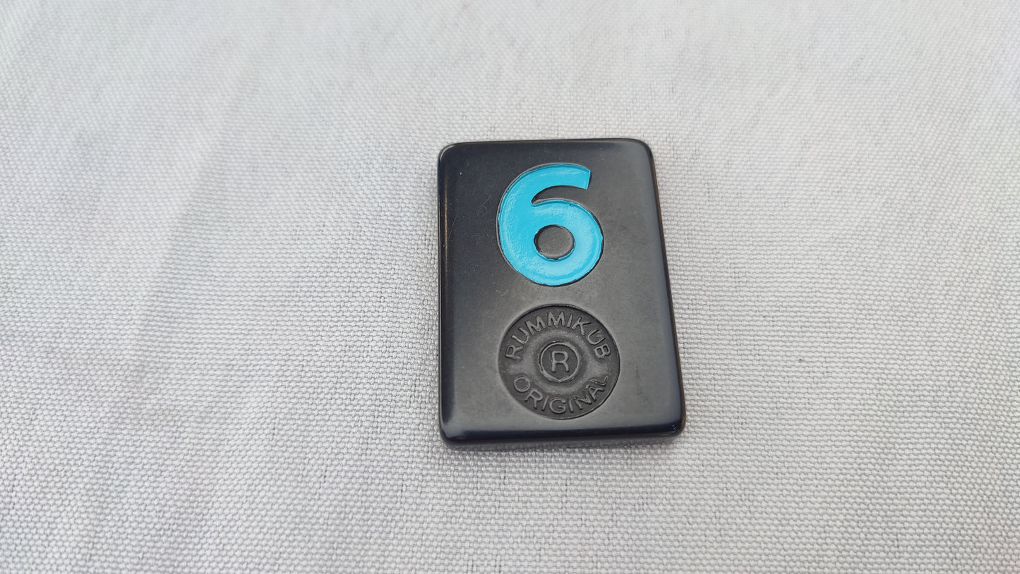 Tuile numéro 6 bleue Rummikub Black Edition Goliath Pièce détachée #E73