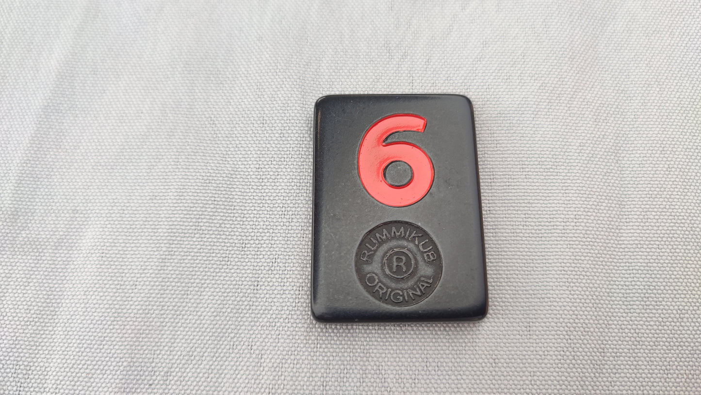 Tuile numéro 6 rouge Rummikub Black Edition Goliath Pièce détachée #E73