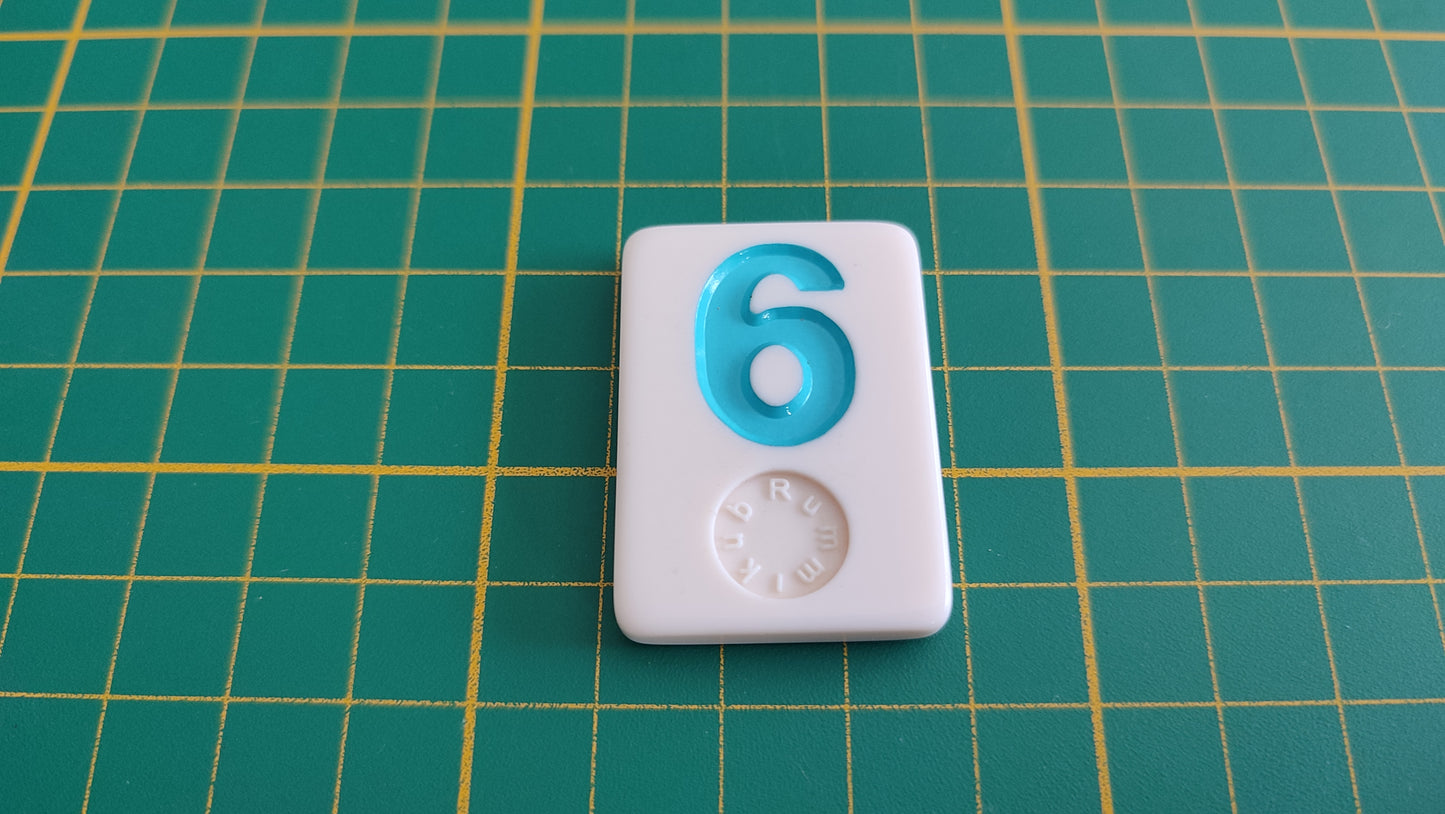 Tuile numéro 6 six bleu pièce détachée jeu de société Rummikub Le rami des chiffres XXL #E60