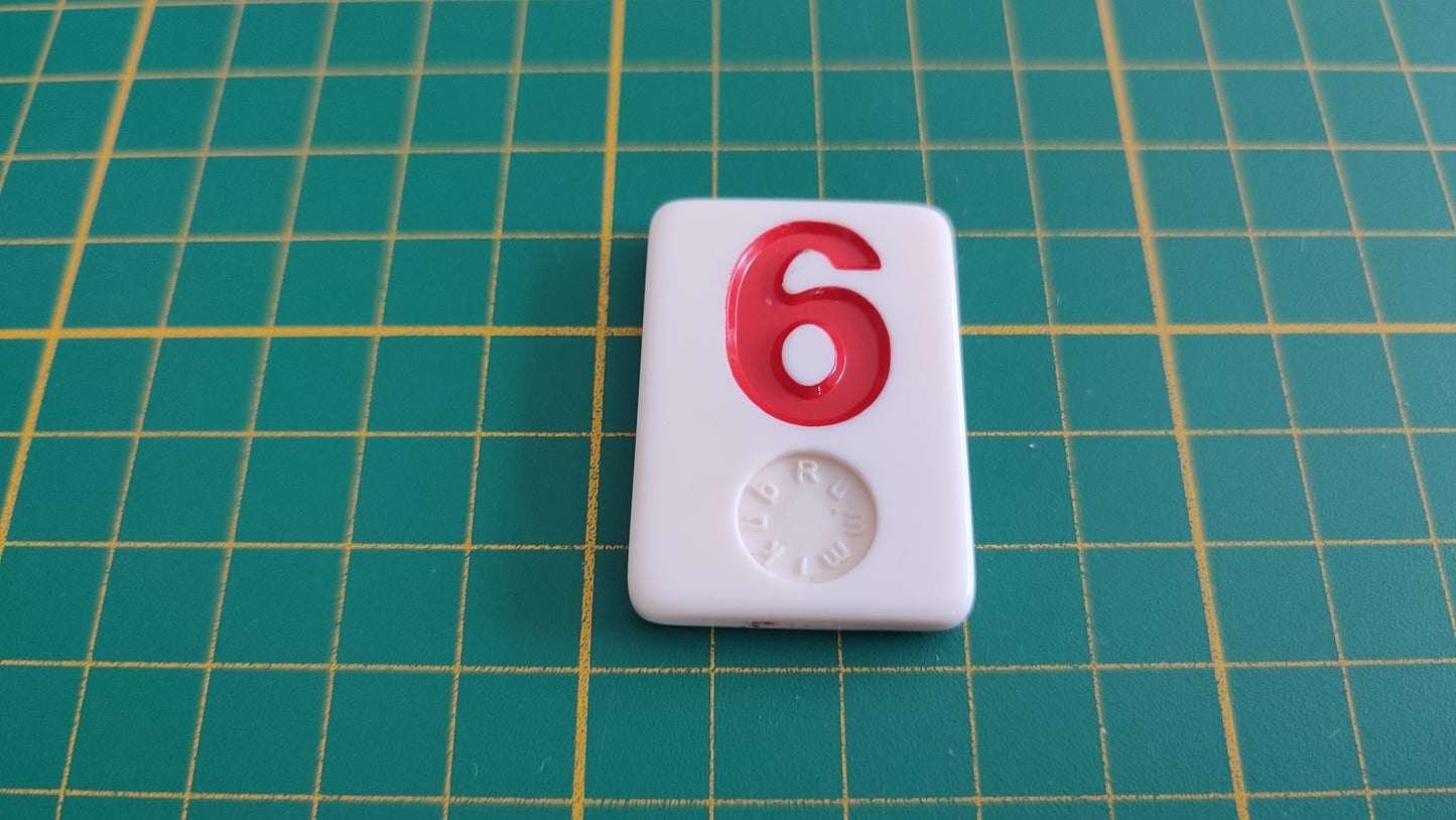 Tuile numéro 6 six rouge pièce détachée jeu de société Rummikub Le rami des chiffres XXL #E60
