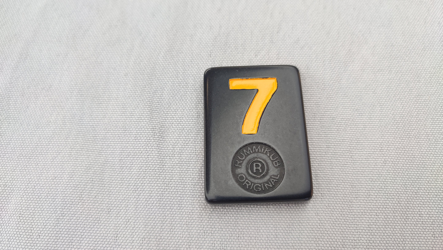 Tuile numéro 7 jaune orange Rummikub Black Edition Goliath Pièce détachée #E73