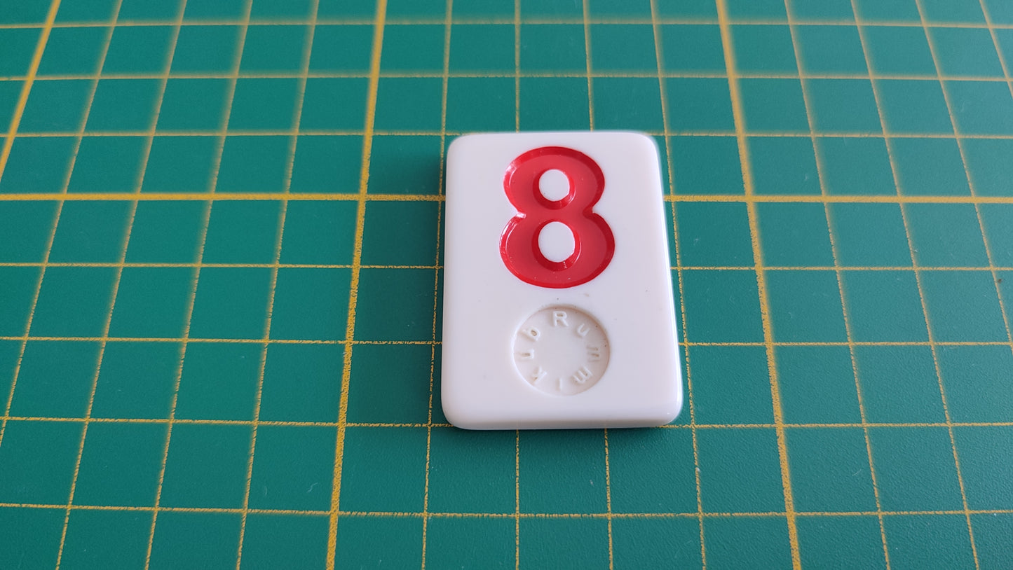 Tuile numéro 8 huit rouge pièce détachée jeu de société Rummikub Le rami des chiffres XXL #E60