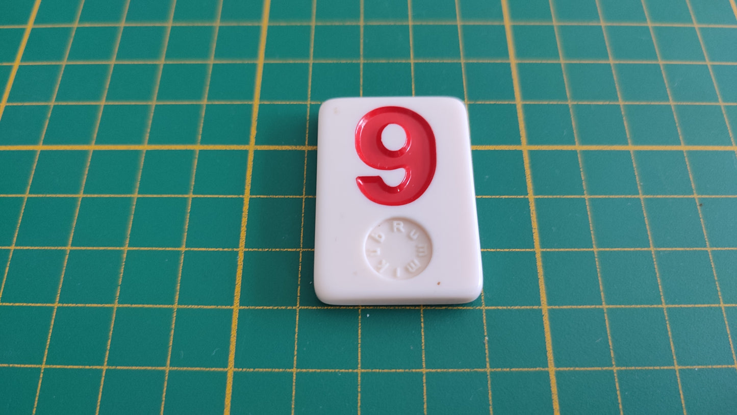 Tuile numéro 9 neuf rouge pièce détachée jeu de société Rummikub Le rami des chiffres XXL #E60