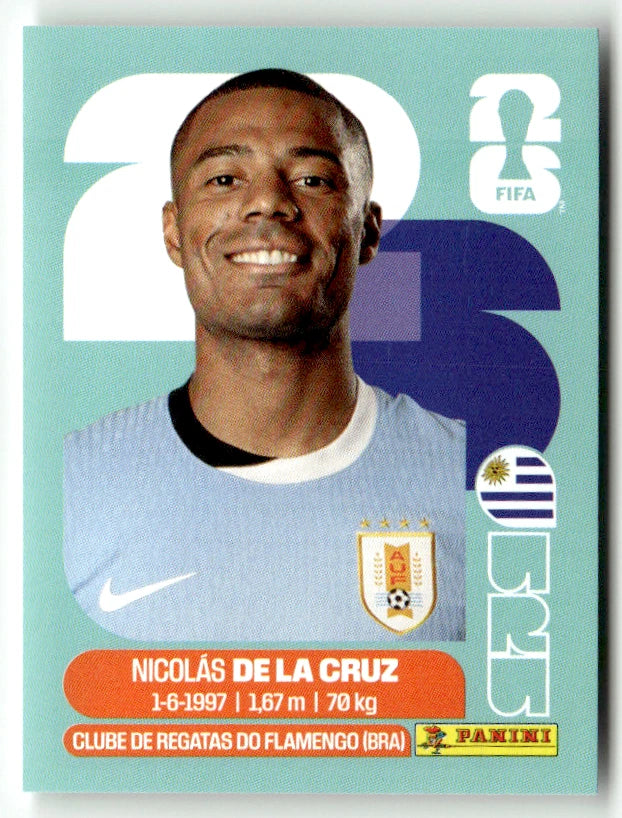 URU 15 Nicolas De La Cruz - Sticker autocollant Panini Coupe du Monde FIFA 2026 Uruguay - Pièce détachée