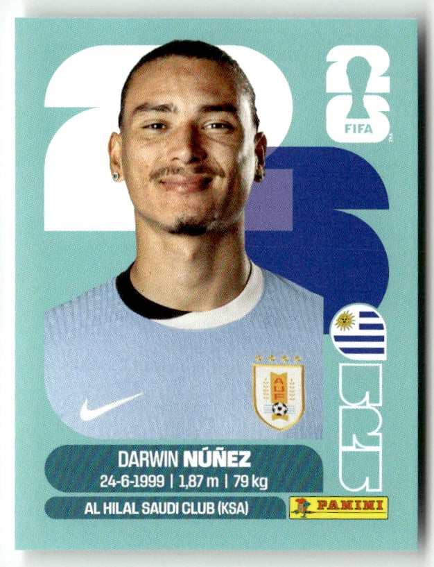 URU 17 Darwin Nunez - Sticker autocollant Panini Coupe du Monde FIFA 2026 Uruguay - Pièce détachée