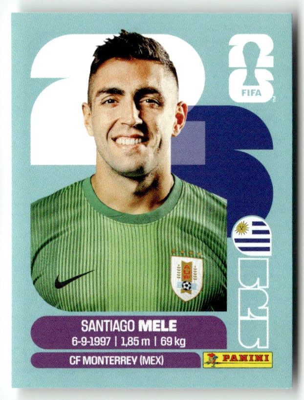 URU 3 Santiago Mele - Sticker autocollant Panini Coupe du Monde FIFA 2026 Uruguay - Pièce détachée