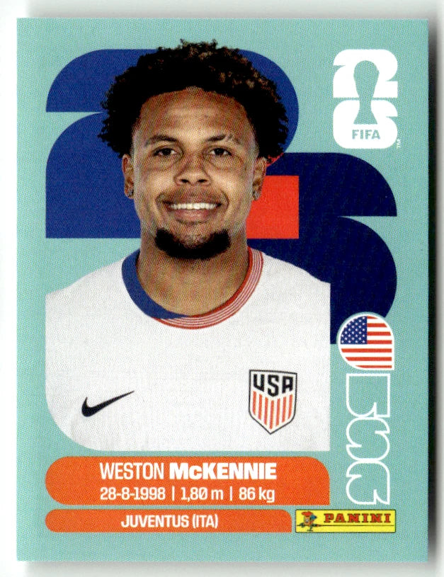 USA 10 Weston McKennie - Sticker autocollant Panini Coupe du Monde FIFA 2026 États-Unis - Pièce détachée