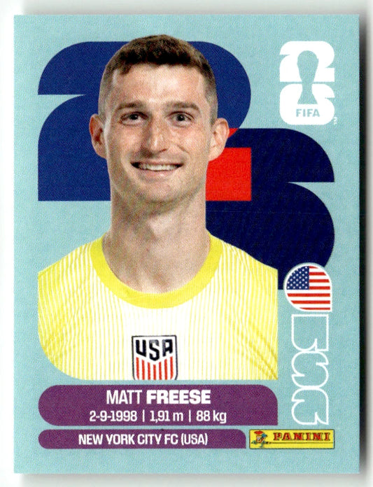 USA 2 Matt Freese - Sticker autocollant Panini Coupe du Monde FIFA 2026 États-Unis - Pièce détachée