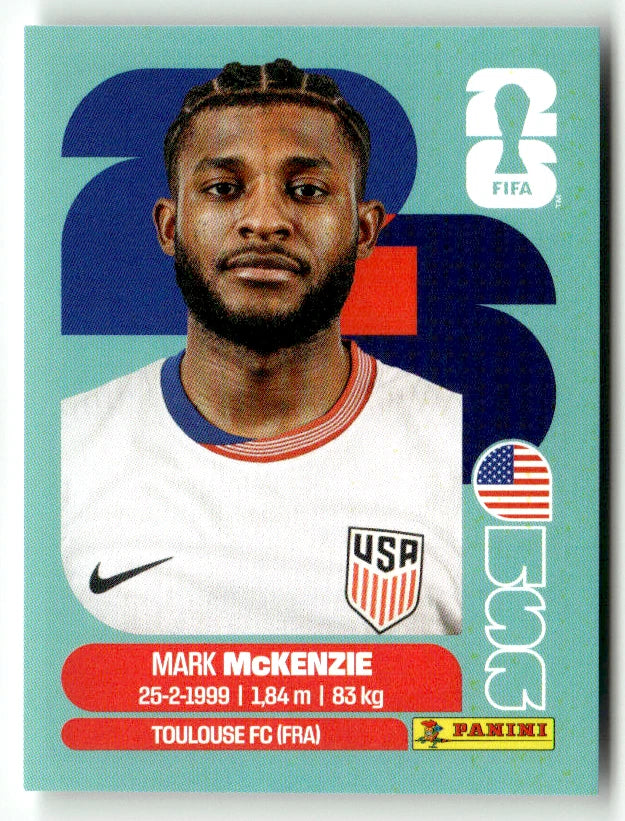 USA 5 Mark McKenzie - Sticker autocollant Panini Coupe du Monde FIFA 2026 États-Unis - Pièce détachée