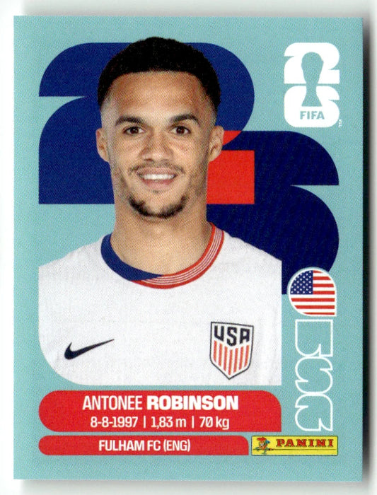 USA 7 Antonee Robinson - Sticker autocollant Panini Coupe du Monde FIFA 2026 États-Unis - Pièce détachée