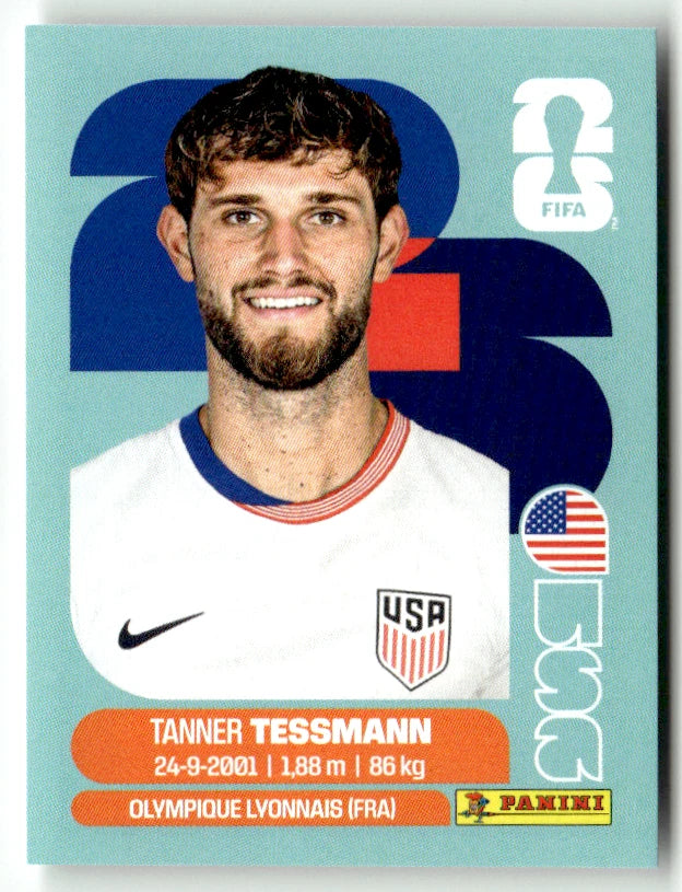 USA 9 Tanner Tessmann - Sticker autocollant Panini Coupe du Monde FIFA 2026 États-Unis - Pièce détachée