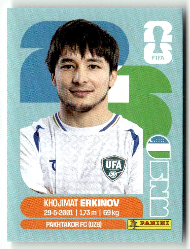 UZB 15 Khojimat Erkinov - Sticker autocollant Panini Coupe du Monde FIFA 2026 Uzbekistan - Pièce détachée