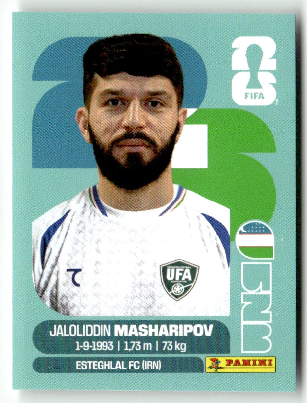 UZB 18 Jaloliddin Masharipov - Sticker autocollant Panini Coupe du Monde FIFA 2026 Uzbekistan - Pièce détachée