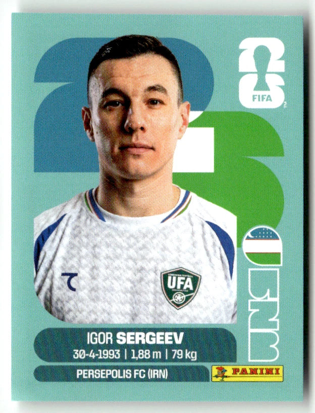 UZB 19 Igor Sergeev - Sticker autocollant Panini Coupe du Monde FIFA 2026 Uzbekistan - Pièce détachée