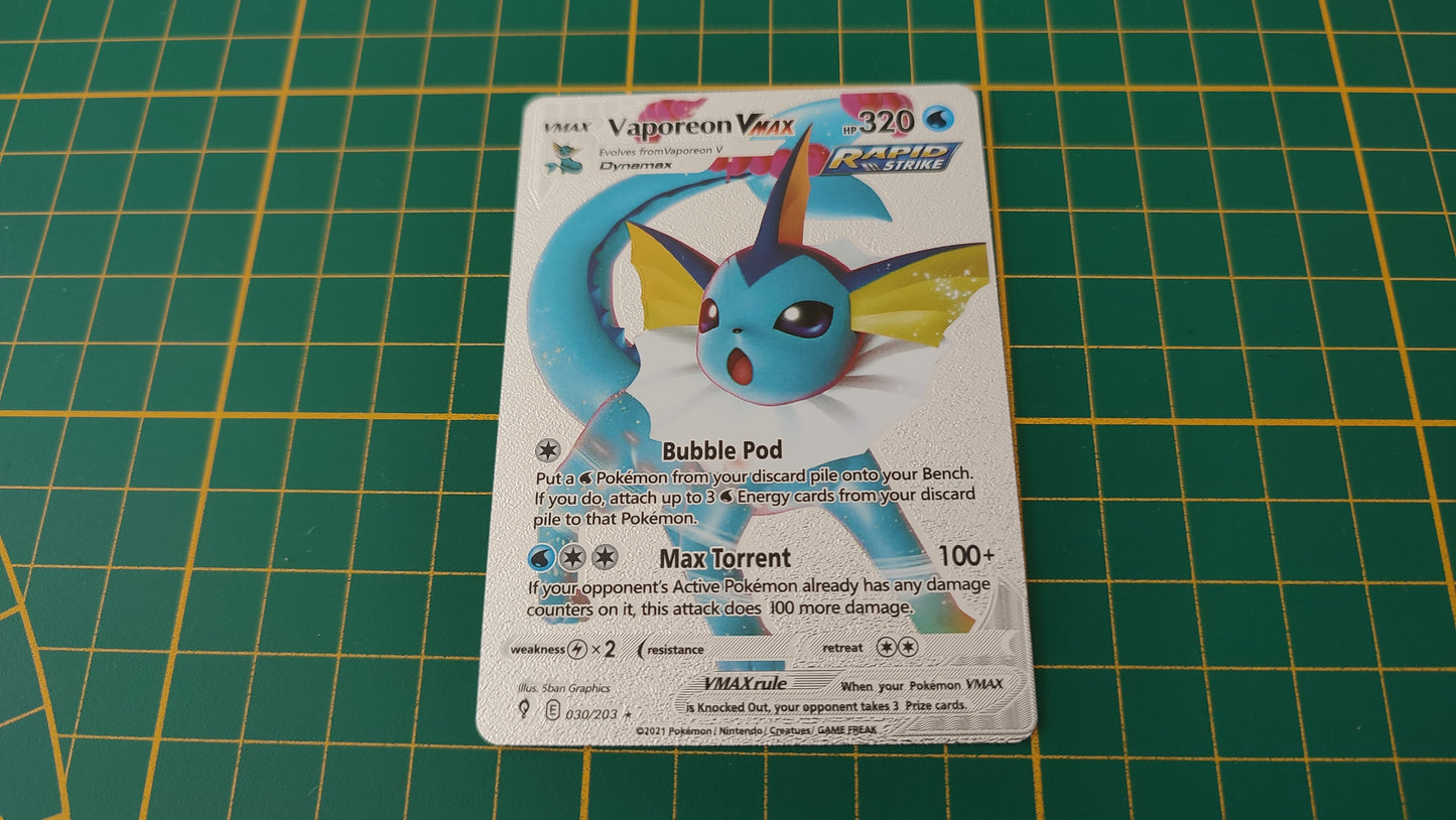 Vaporeon Vmax 030/203 carte illustration Pokémon cosplay couleur argent anglaise #SP