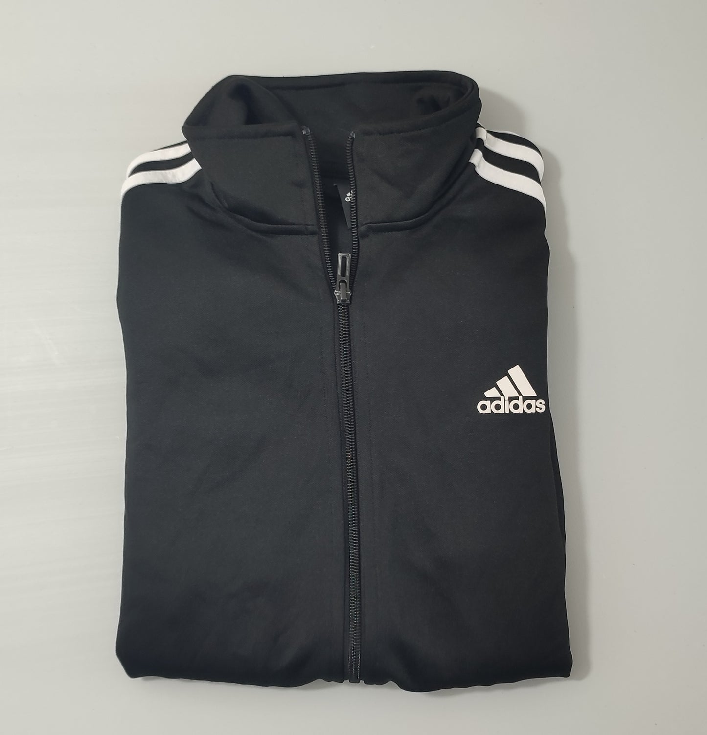 Vêtement Veste zippé Adidas M noir bande blanche #D80