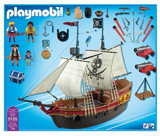 Set Playmobil 5135 Bateau d'attaque des pirates complet